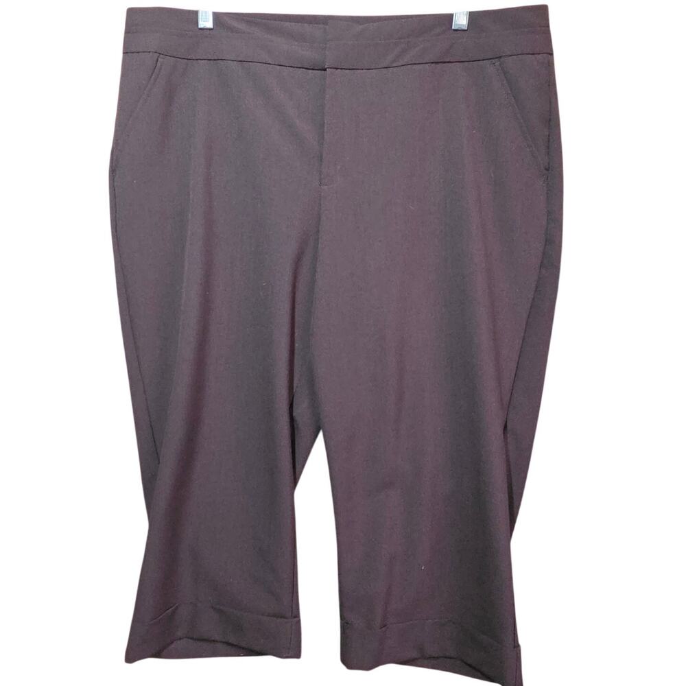 Brown Flat Front Capri Pants with Pockets Size 14